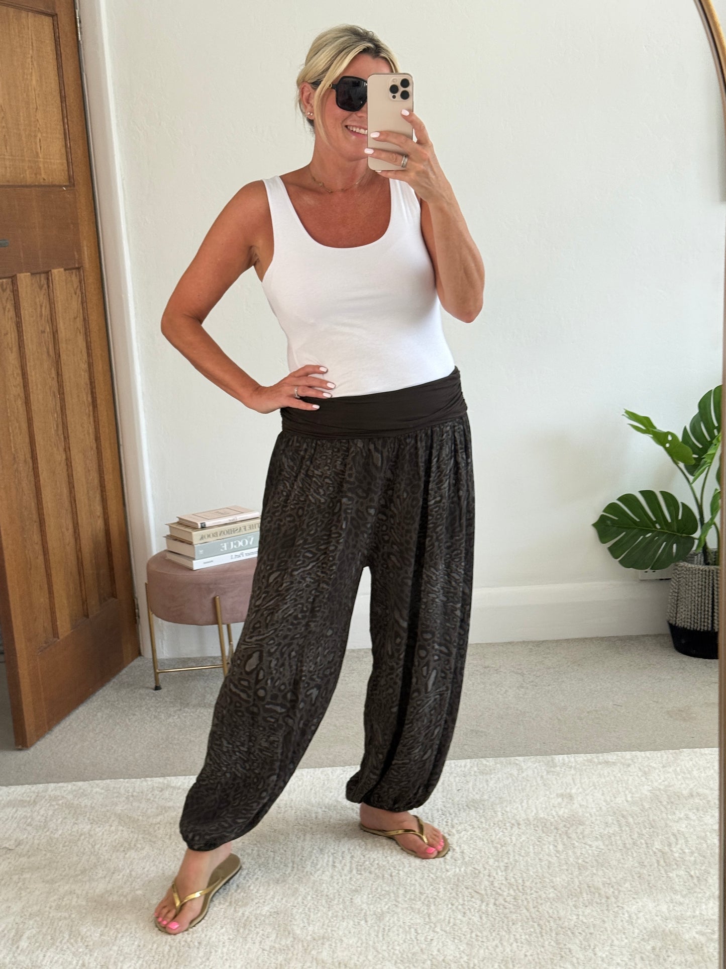 Animal Print Balloon Leg Trousers