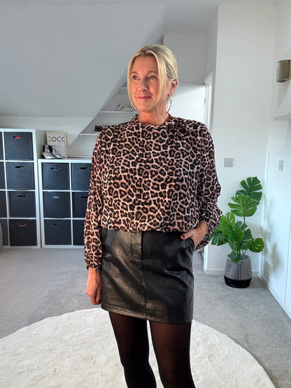 Ella Leopard Bow Blouse