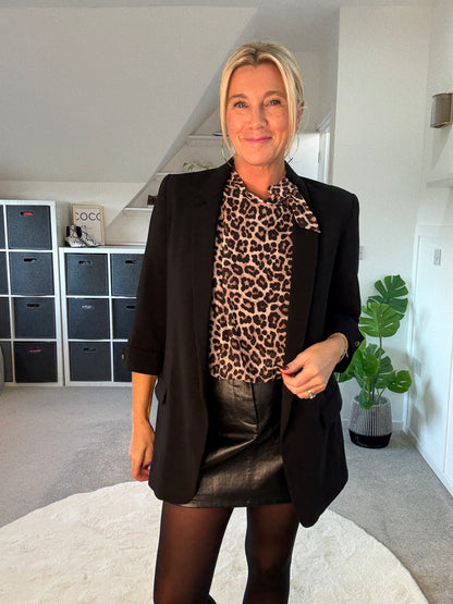 Ella Leopard Bow Blouse