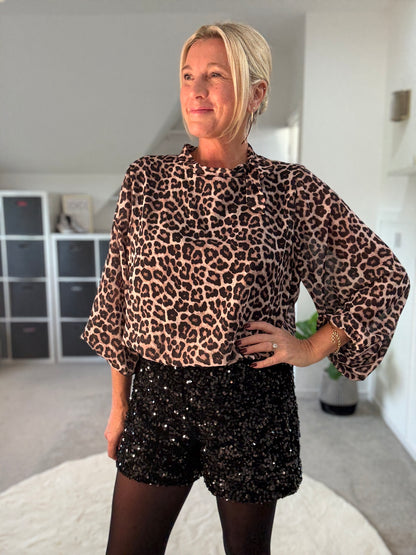 Ella Leopard Bow Blouse