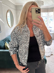 Black Sequin Bomber Jacket