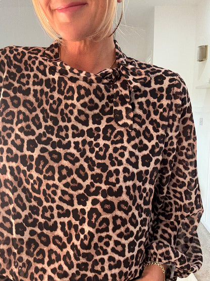Ella Leopard Bow Blouse