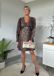 Leopard L/S V Neck Dress