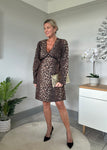 Leopard L/S V Neck Dress