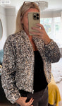 Black Sequin Bomber Jacket