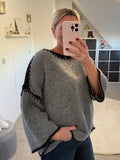 Charcoal Contrast Stitch Cosy Jumper