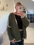 Khaki Contrast Stitch Cosy Cardigan