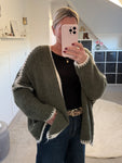 Khaki Contrast Stitch Cosy Cardigan