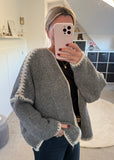 Khaki Contrast Stitch Cosy Cardigan