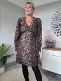 Leopard L/S V Neck Dress