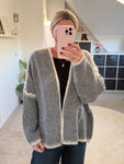 Khaki Contrast Stitch Cosy Cardigan