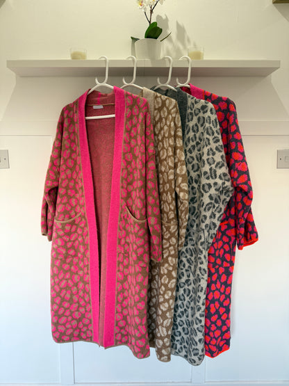 Tan/Camel Leopard Long Cardigan