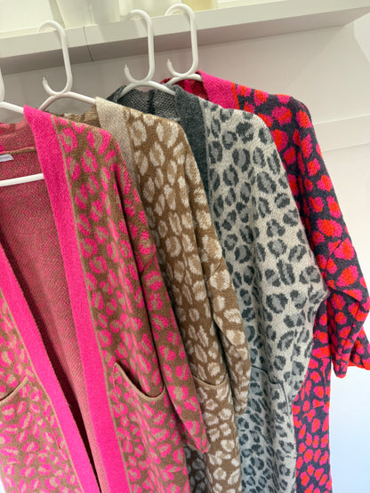 Tan/Camel Leopard Long Cardigan