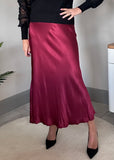 Burgundy Satin Slip Skirt