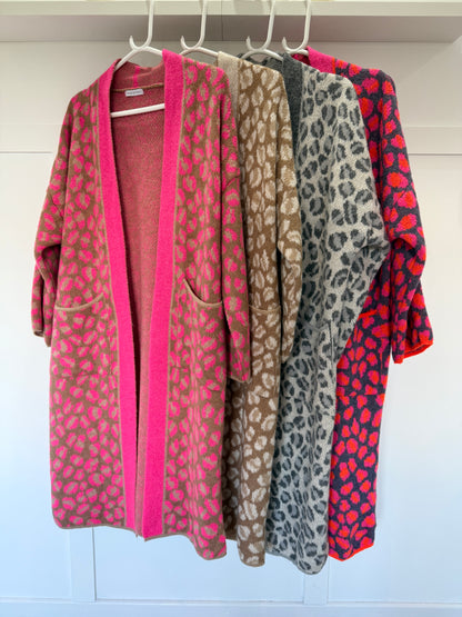 Tan/Camel Leopard Long Cardigan
