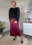 Burgundy Satin Slip Skirt