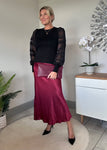 Burgundy Satin Slip Skirt