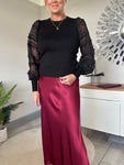 Burgundy Satin Slip Skirt