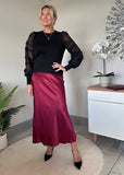 Burgundy Satin Slip Skirt