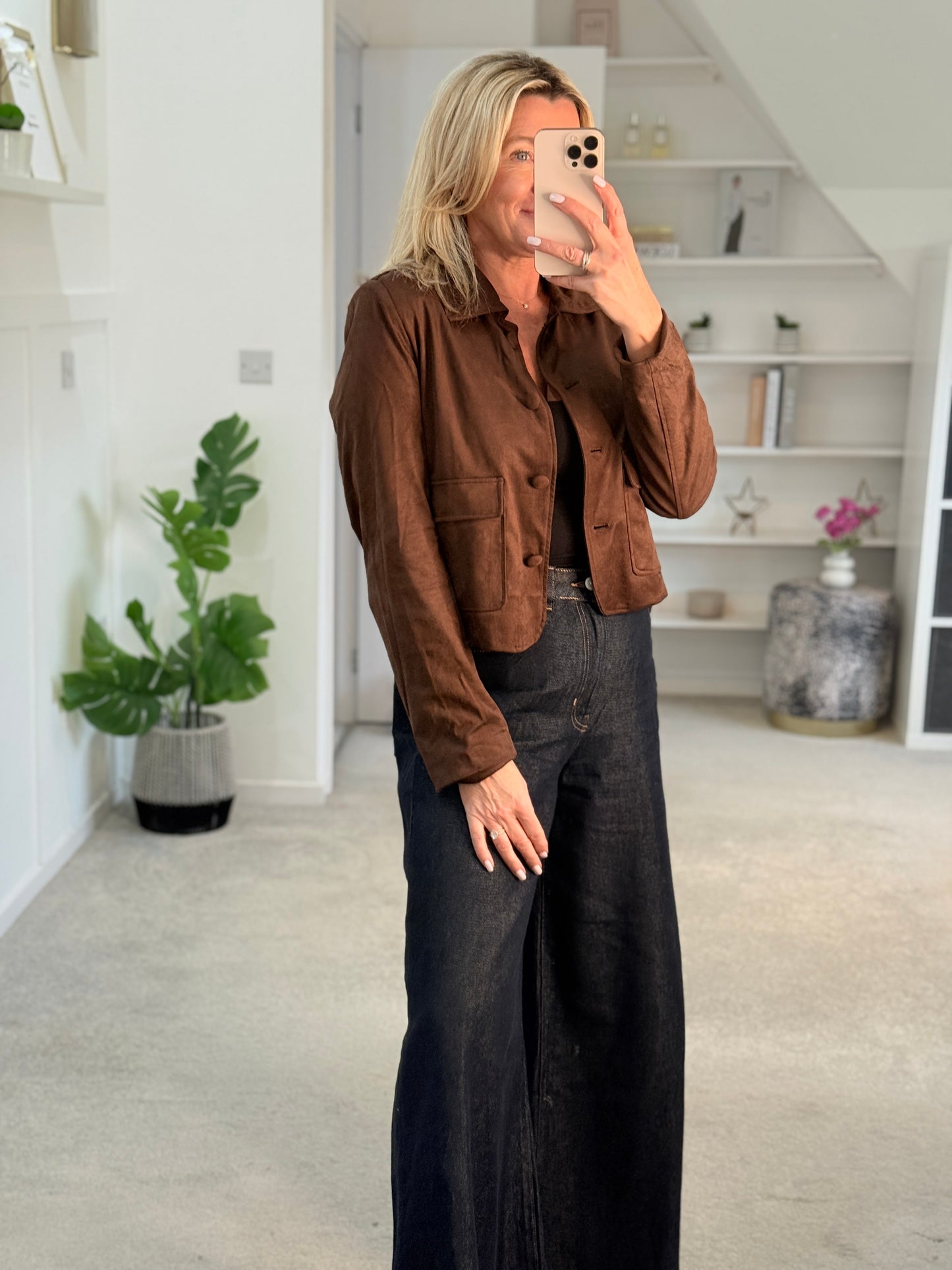 Chocolate Daisy Faux Suede Jacket