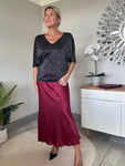 Burgundy Satin Slip Skirt