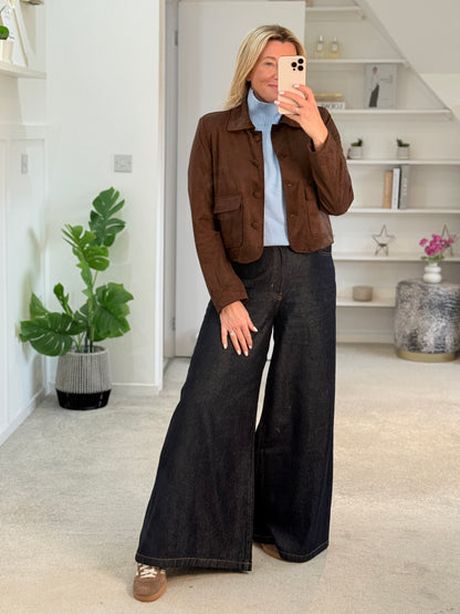 Chocolate Daisy Faux Suede Jacket