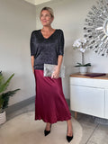 Burgundy Satin Slip Skirt