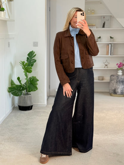 Chocolate Daisy Faux Suede Jacket