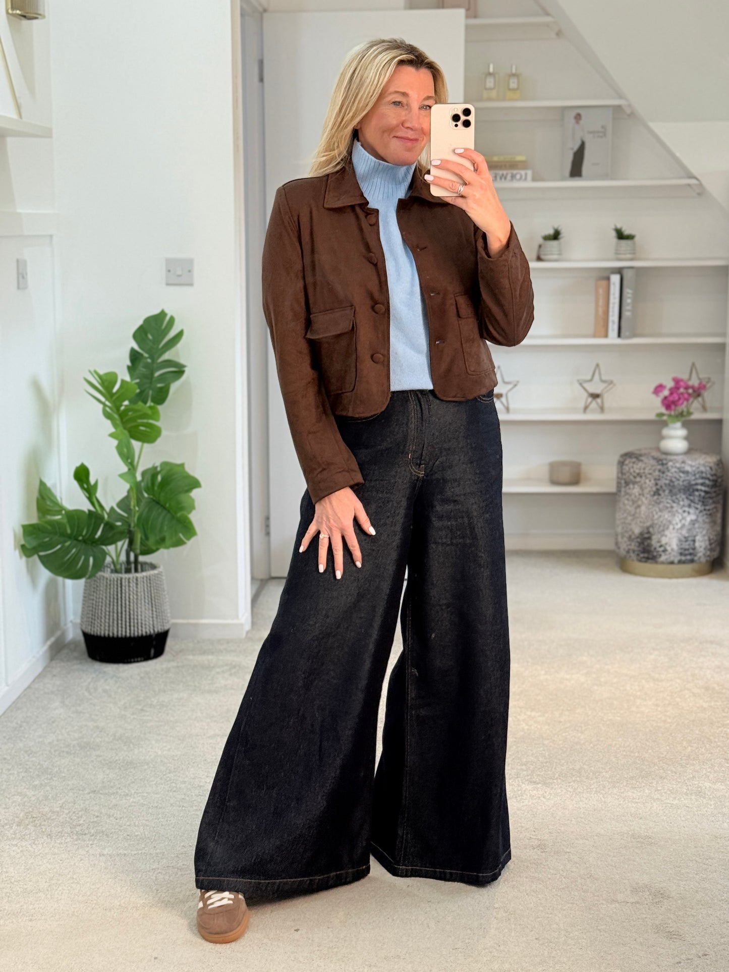 Chocolate Daisy Faux Suede Jacket