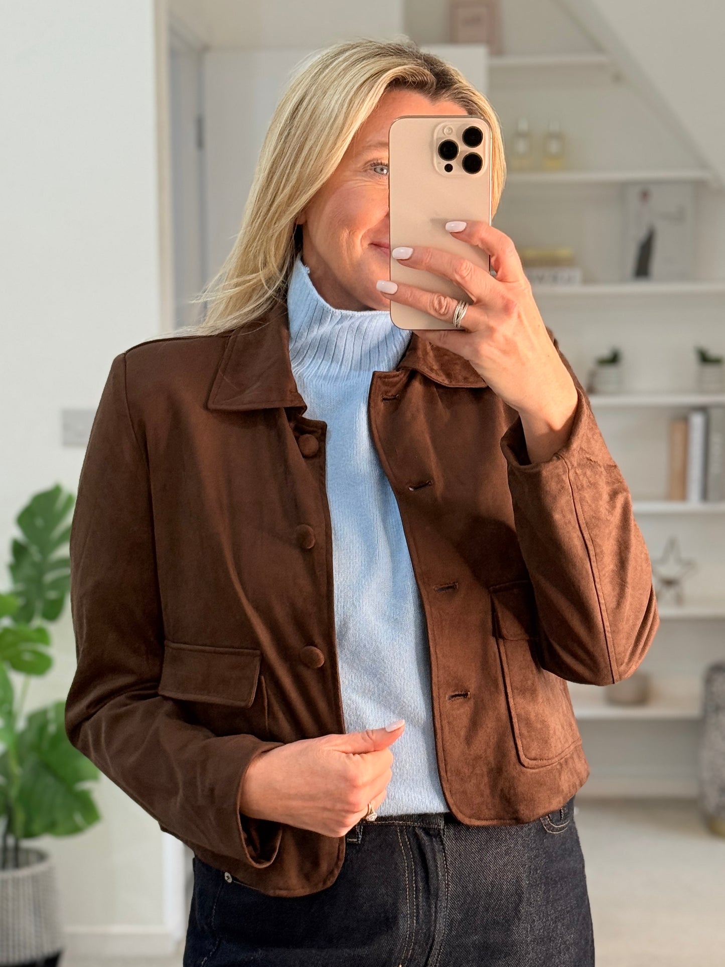 Chocolate Daisy Faux Suede Jacket