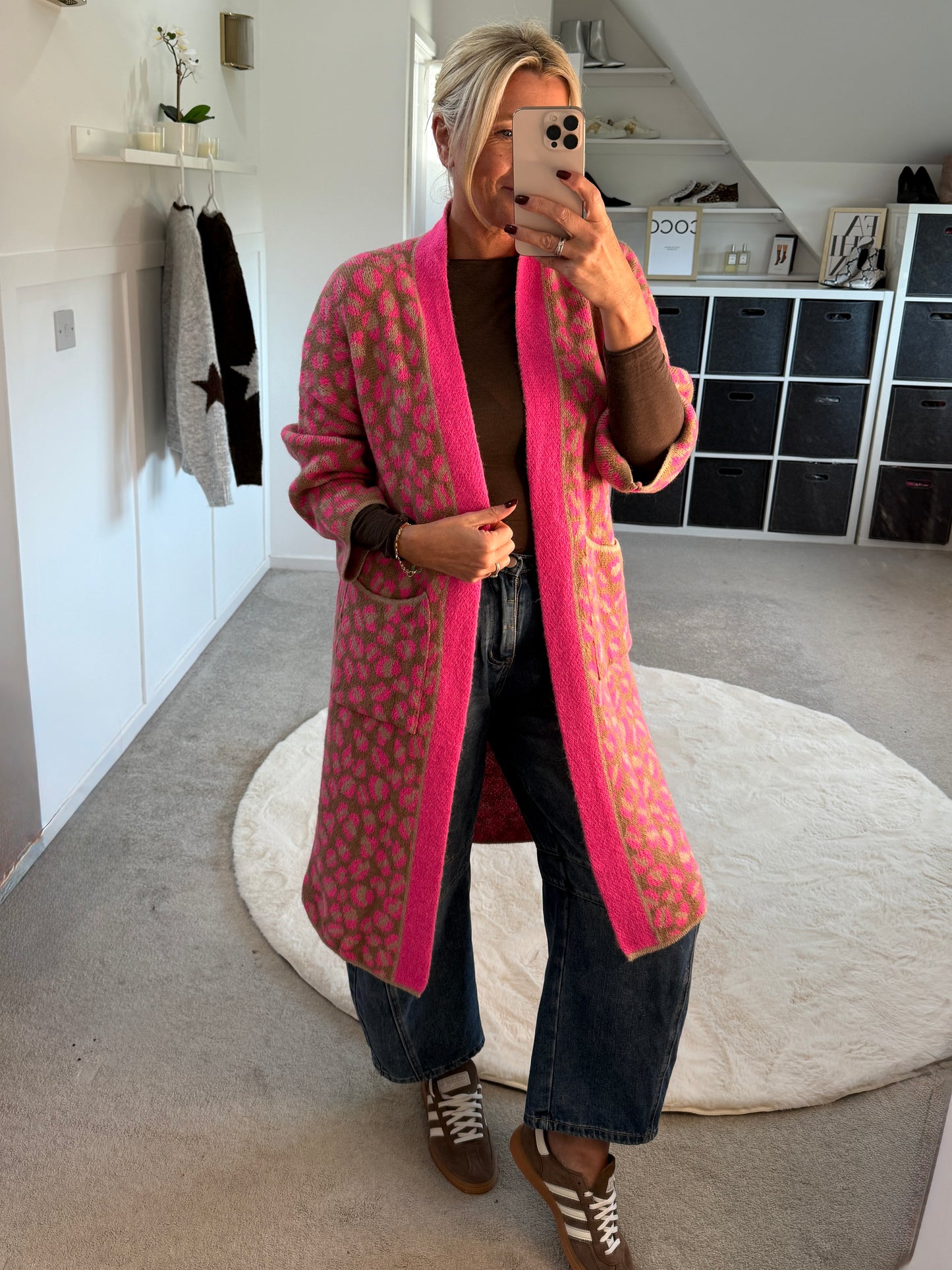 Tan/Camel Leopard Long Cardigan