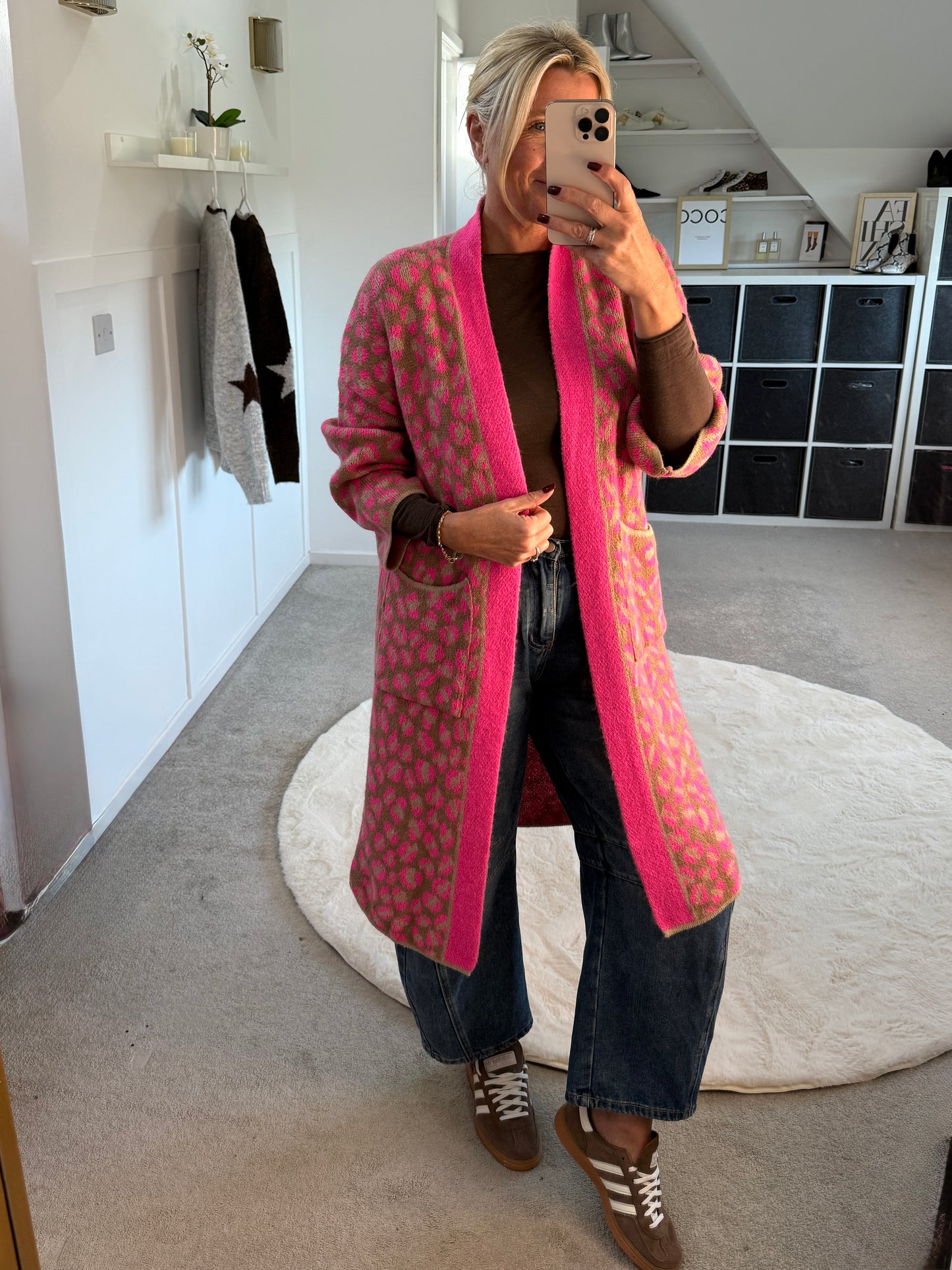 Tan/Camel Leopard Long Cardigan