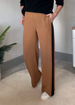 Camel/Black Stripe Wide Leg Trousers