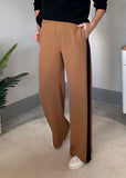 Camel/Black Stripe Wide Leg Trousers