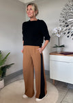 Camel/Black Stripe Wide Leg Trousers