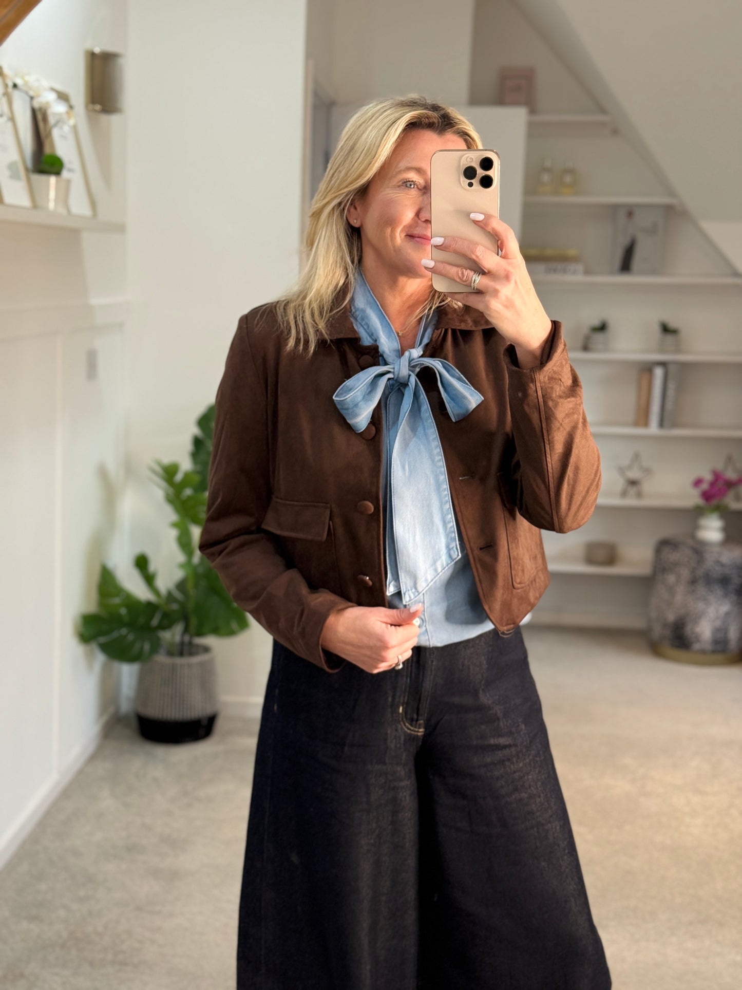 Chocolate Daisy Faux Suede Jacket