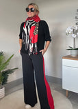 Camel/Black Stripe Wide Leg Trousers