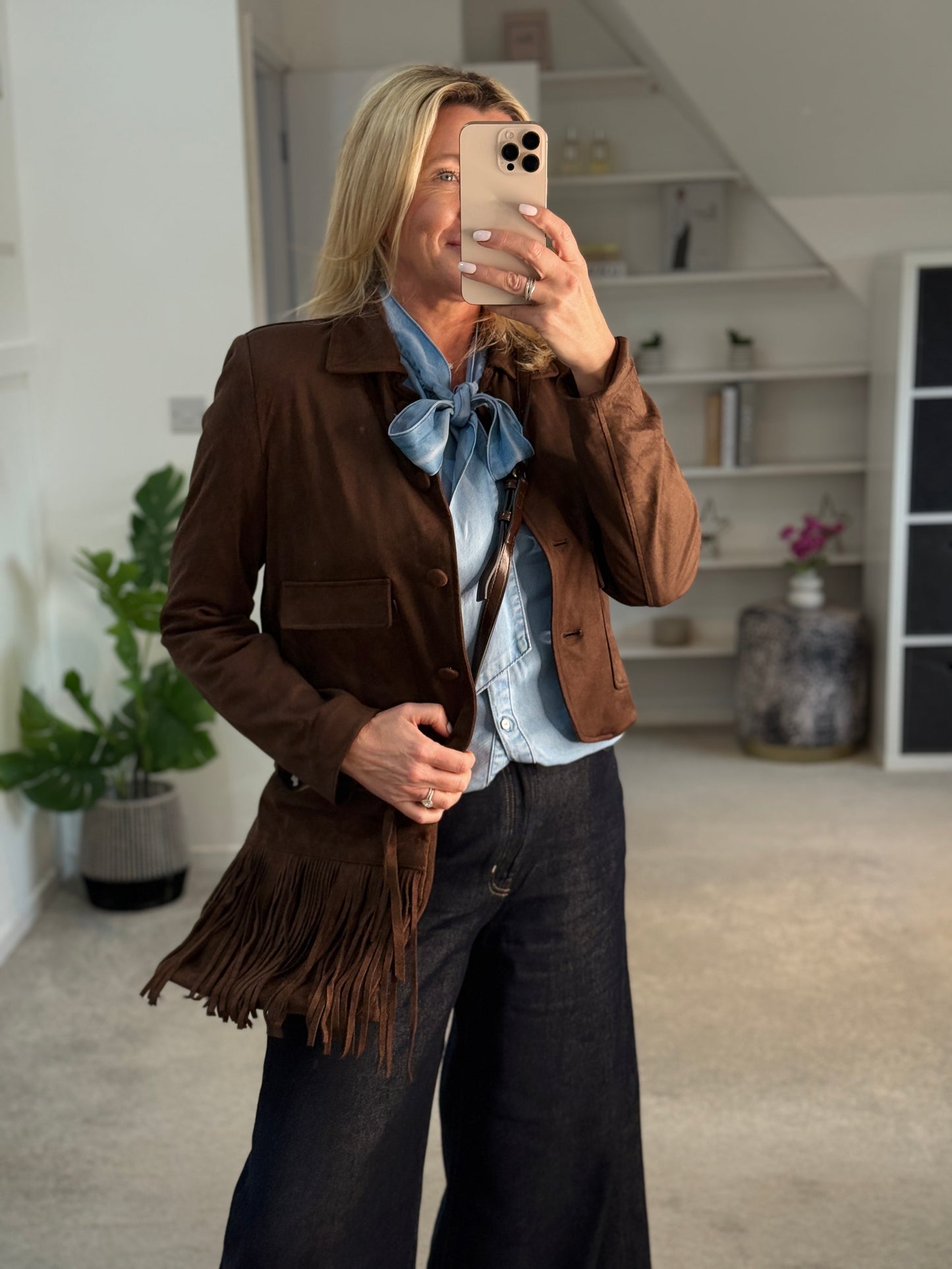 Chocolate Daisy Faux Suede Jacket