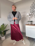 Burgundy Satin Slip Skirt