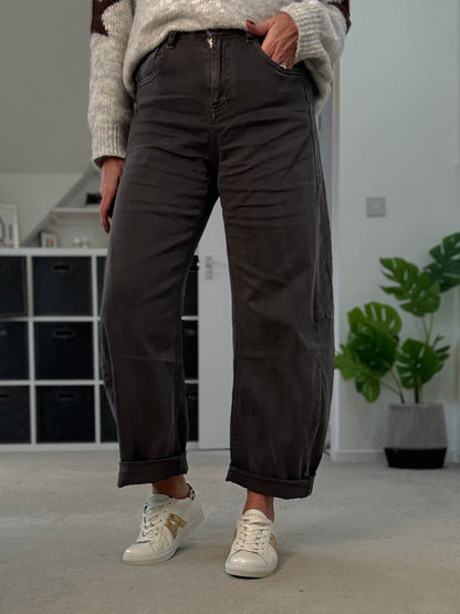 Grey Barrel Leg Jeans