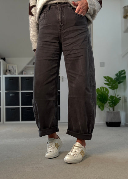 Grey Barrel Leg Jeans