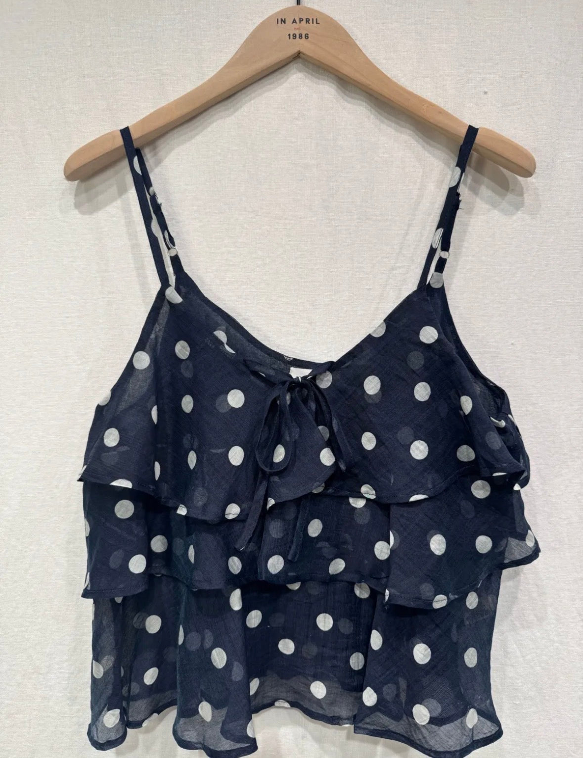Navy Polka Dot Frill Cami Top – Boutiquemma
