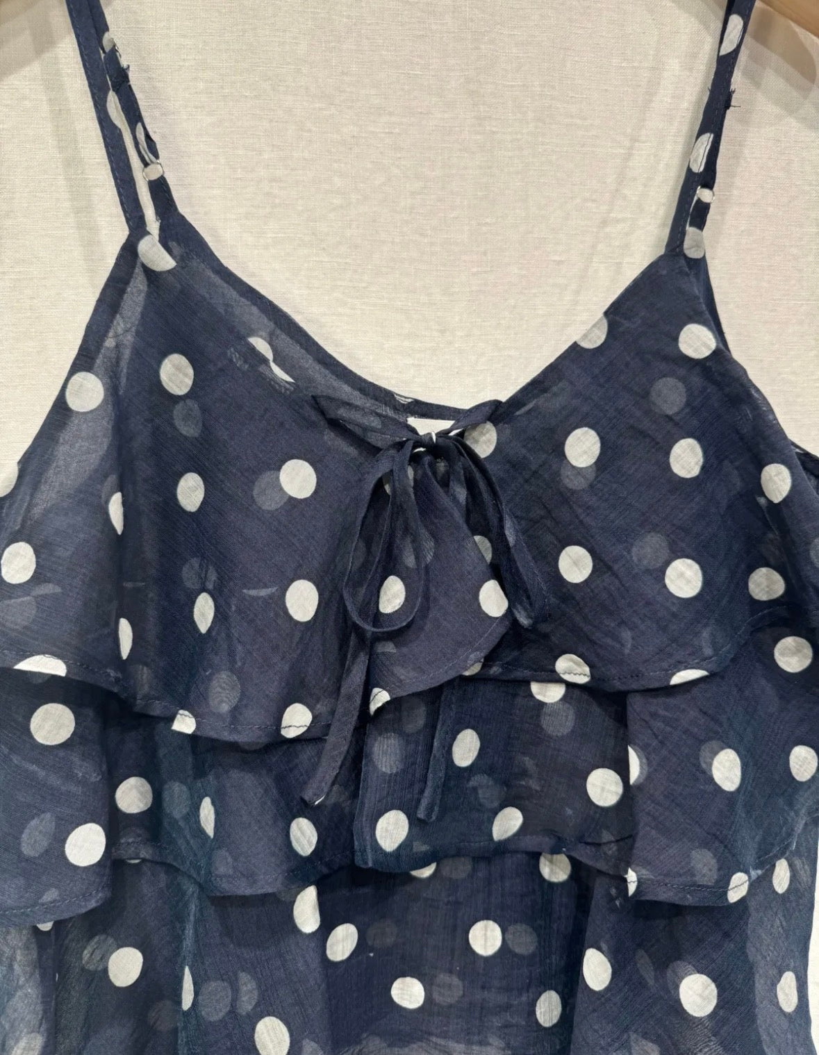 Navy Polka Dot Frill Cami Top – Boutiquemma