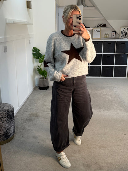 Grey Barrel Leg Jeans