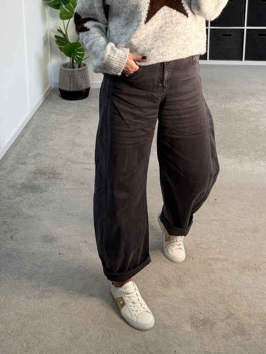 Grey Barrel Leg Jeans