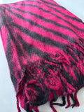 Pink/Black Tassel Zebra Pattern Scarf