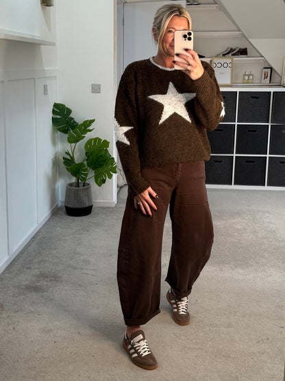 Dark Mocha Barrel Leg Jeans