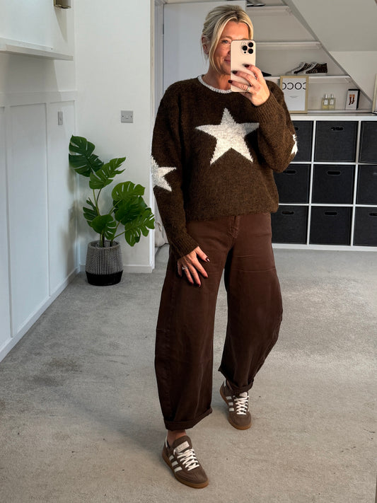 Dark Mocha Barrel Leg Jeans