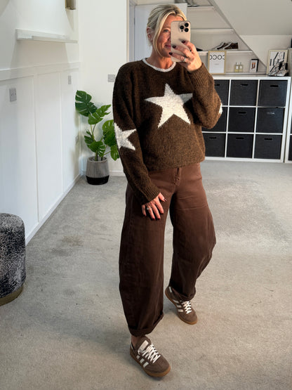 Dark Mocha Barrel Leg Jeans