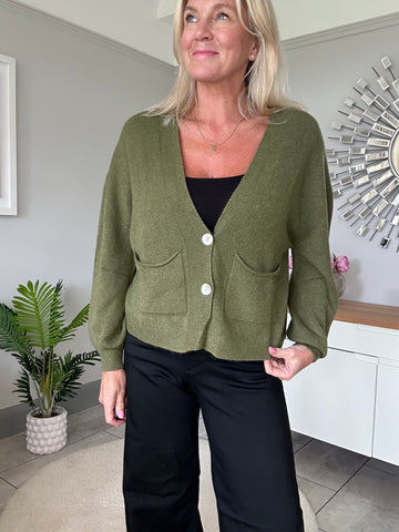 Khaki 2 Button Cardigan